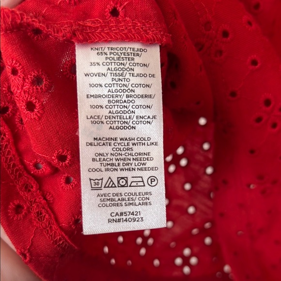 Red Eyelet Ruffle Top - Picture 4 of 7